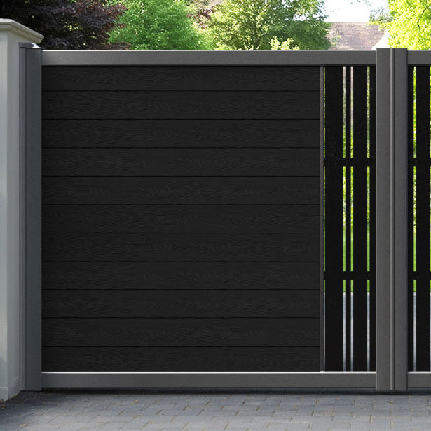Classic Linea Straight Top Driveway Gate - Black - Middle Screen