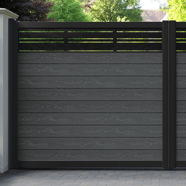 Classic Linea Straight Top Driveway Gate - Dark Grey - Top Screen