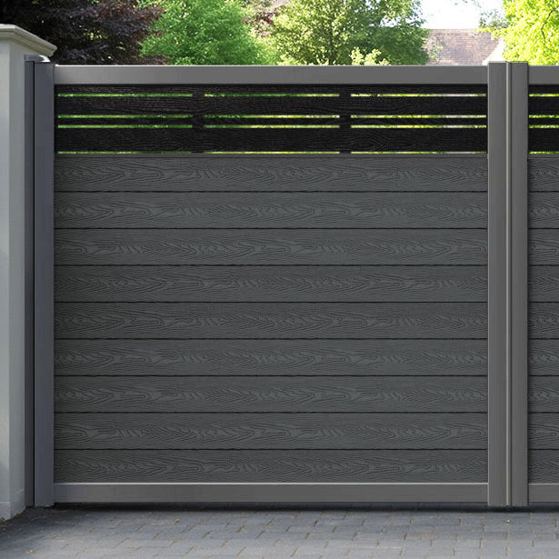 Classic Linea Straight Top Driveway Gate - Dark Grey - Top Screen