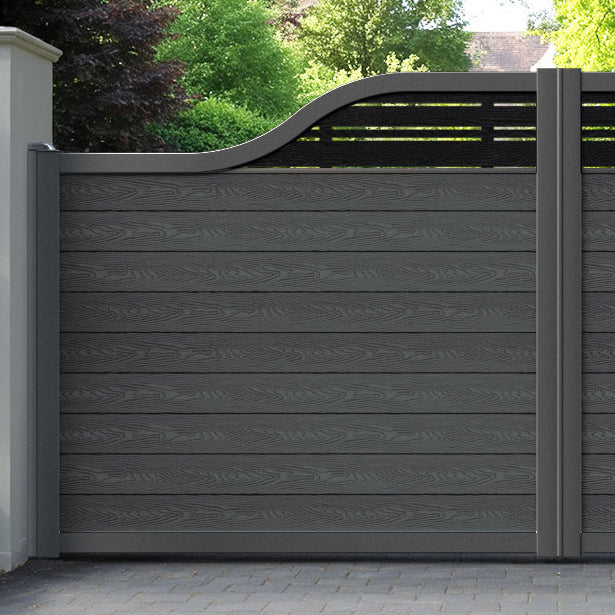 Classic Linea Curved Top Driveway Gate - Dark Grey - Top Screen