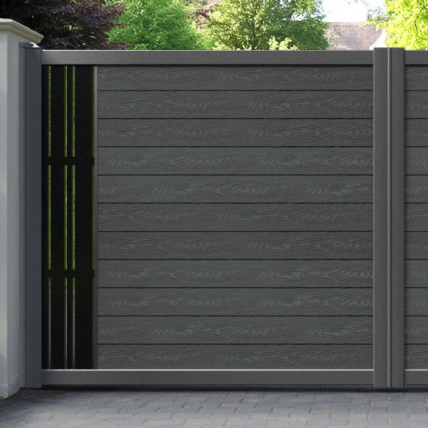 Classic Linea Straight Top Driveway Gate - Dark Grey - End Screen