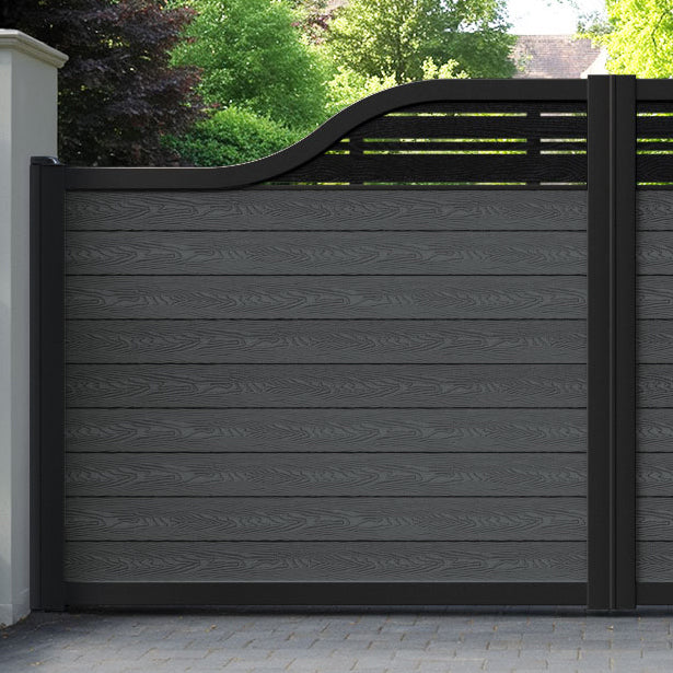 Classic Linea Curved Top Driveway Gate - Dark Grey - Top Screen