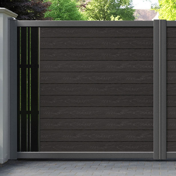 Classic Linea Straight Top Driveway Gate - Dark Oak - End Screen