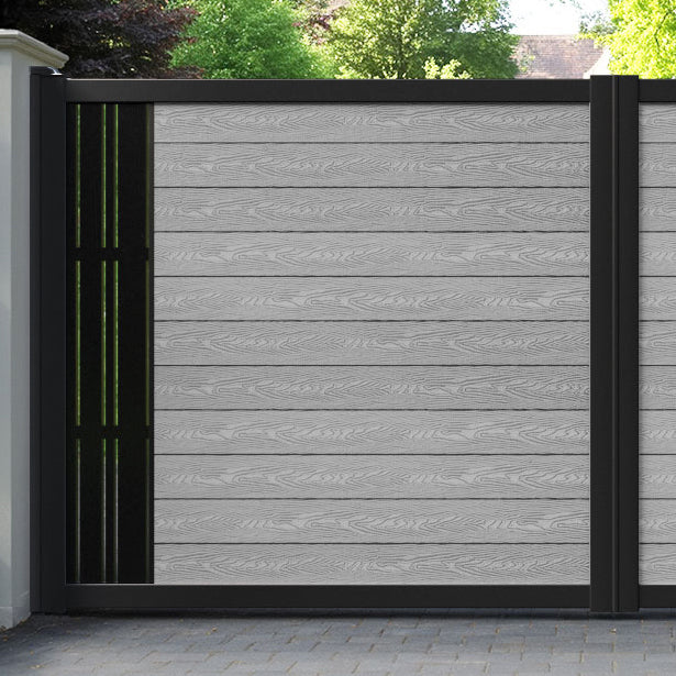 Classic Linea Straight Top Driveway Gate - Light Grey - End Screen