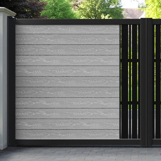 Classic Linea Straight Top Driveway Gate - Light Grey - Middle Screen
