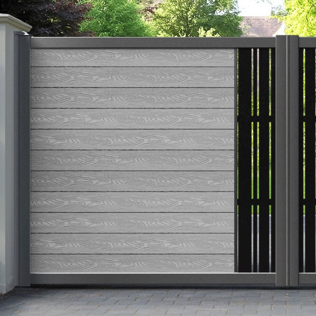 Classic Linea Straight Top Driveway Gate - Light Grey - Middle Screen