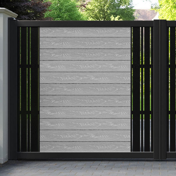 Classic Linea Straight Top Driveway Gate - Light Grey - Middle & End Screen