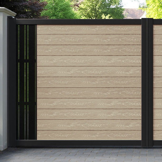Classic Linea Straight Top Driveway Gate - Light Oak - End Screen