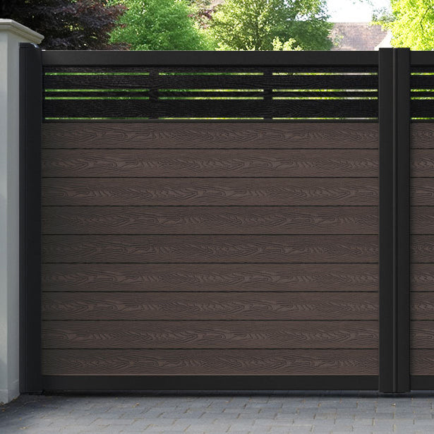 Classic Linea Straight Top Driveway Gate - Mid Brown - Top Screen