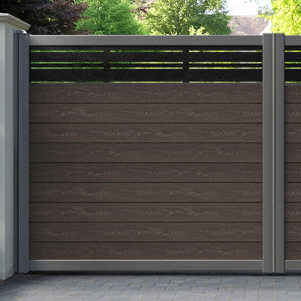 Classic Linea Straight Top Driveway Gate - Mid Brown - Top Screen