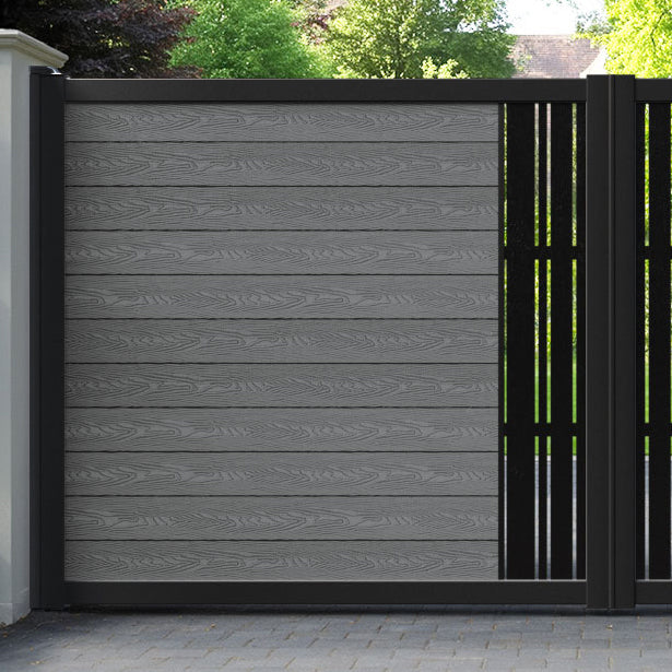 Classic Linea Straight Top Driveway Gate - Mid Grey - Middle Screen