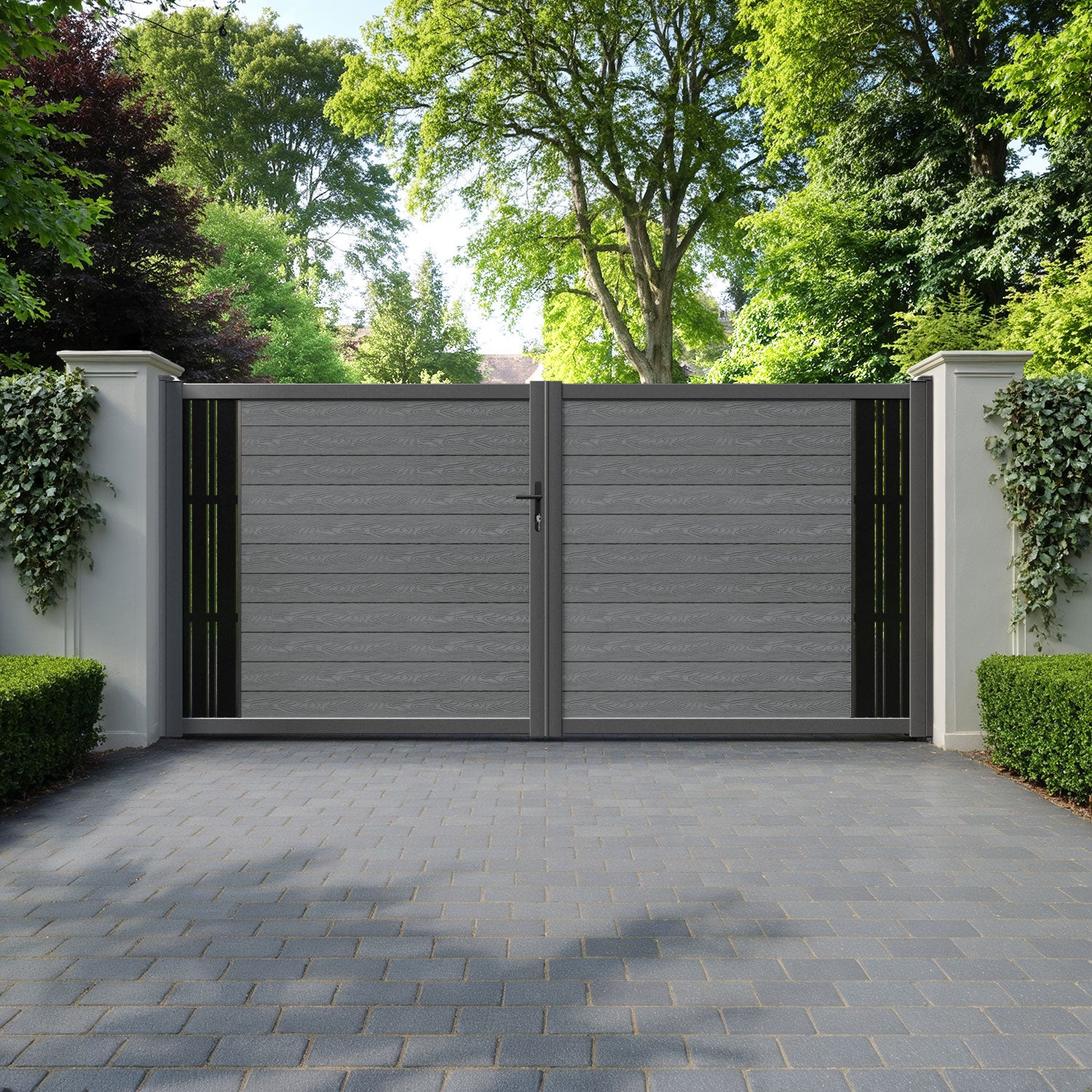 Classic Linea Straight Top Driveway Gate - Mid Grey - End Screen