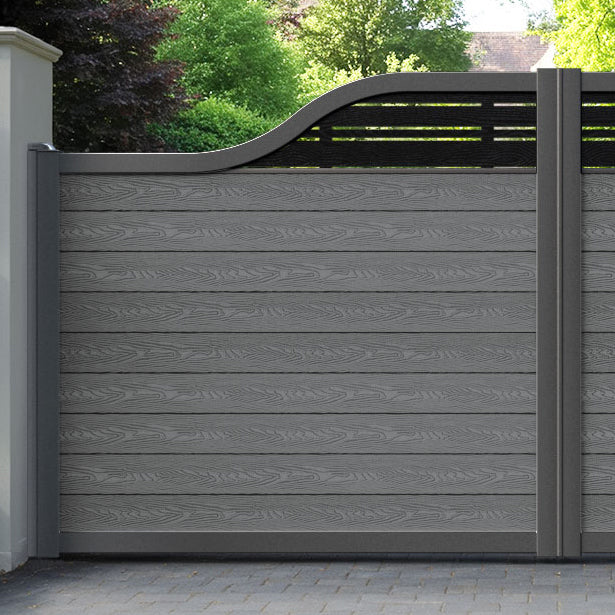 Classic Linea Curved Top Driveway Gate - Mid Grey - Top Screen