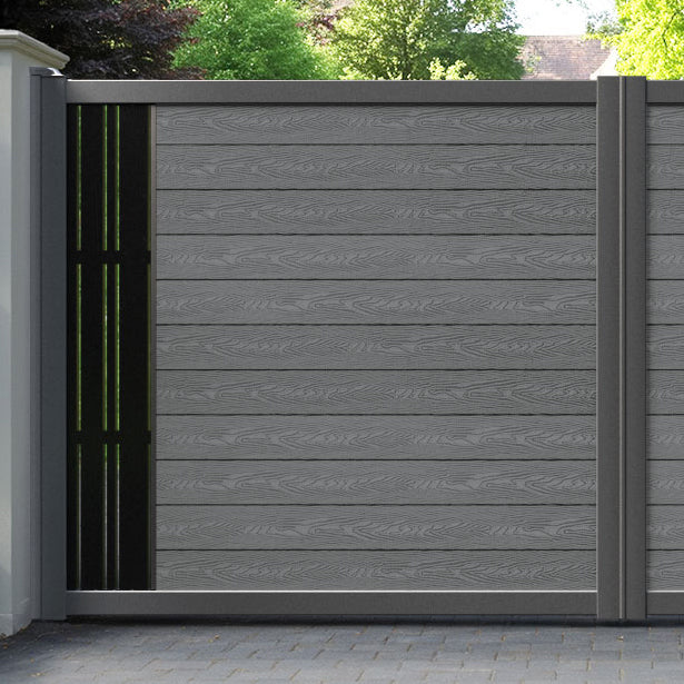 Classic Linea Straight Top Driveway Gate - Mid Grey - End Screen