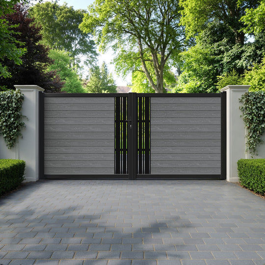 Classic Linea Straight Top Driveway Gate - Mid Grey - Middle Screen
