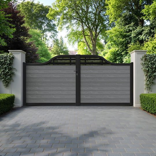 Classic Linea Curved Top Driveway Gate - Mid Grey - Top Screen