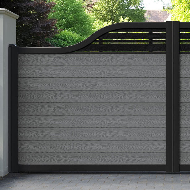 Classic Linea Curved Top Driveway Gate - Mid Grey - Top Screen