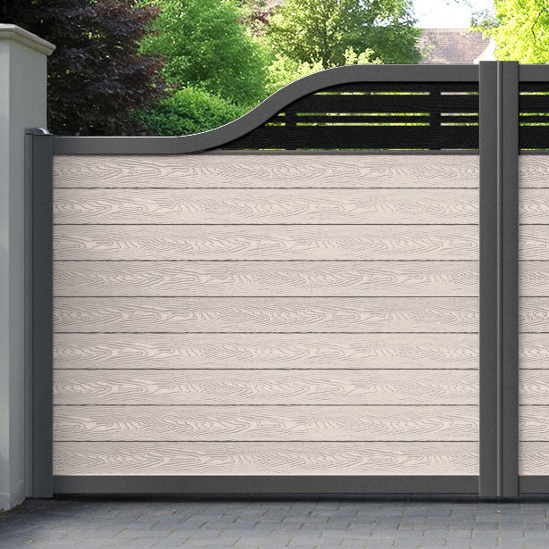Classic Linea Curved Top Driveway Gate - Mid Stone - Top Screen