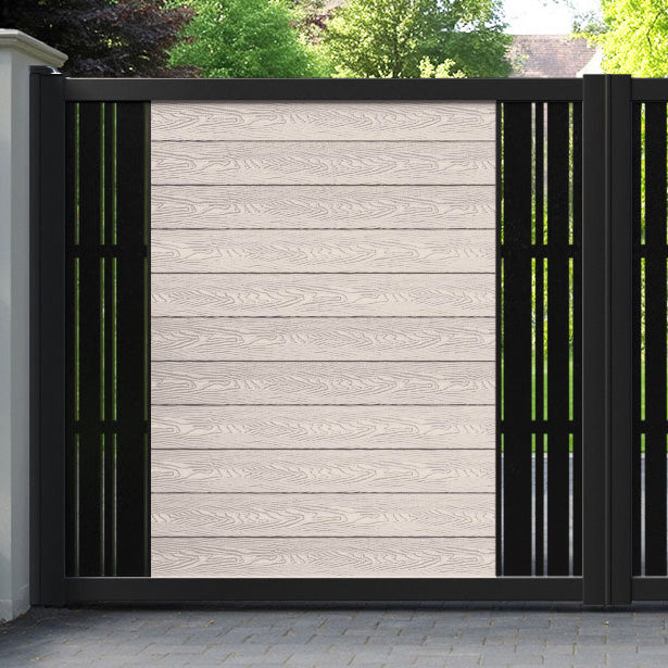 Classic Linea Straight Top Driveway Gate - Mid Stone - Middle & End Screen