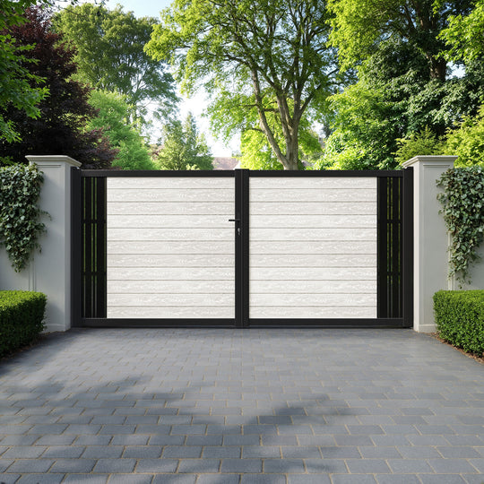 Classic Linea Straight Top Driveway Gate - Light Stone - End Screen