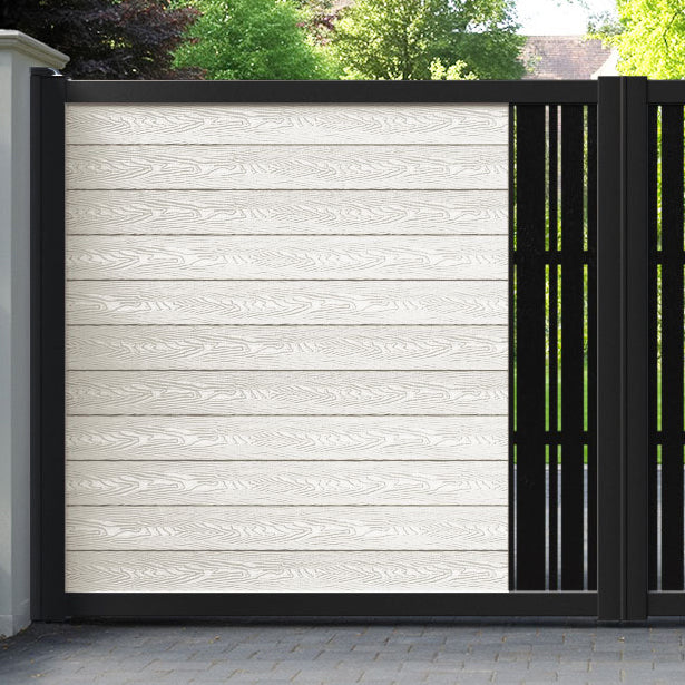 Classic Linea Straight Top Driveway Gate - Light Stone - Middle Screen