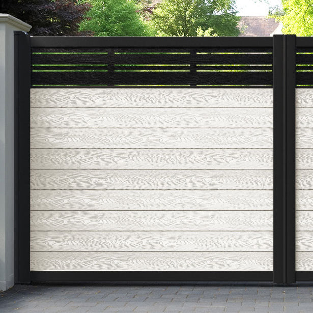 Classic Linea Straight Top Driveway Gate - Light Stone - Top Screen
