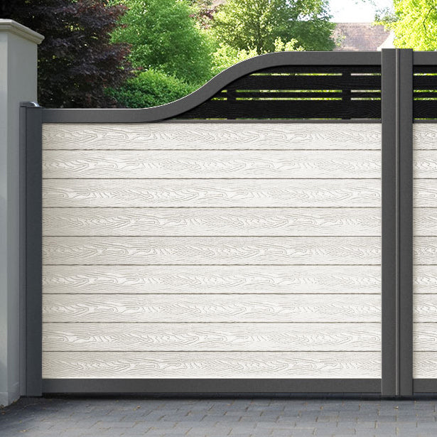 Classic Linea Curved Top Driveway Gate - Light Stone - Top Screen