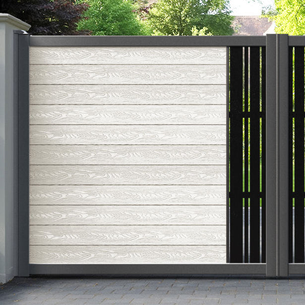 Classic Linea Straight Top Driveway Gate - Light Stone - Middle Screen