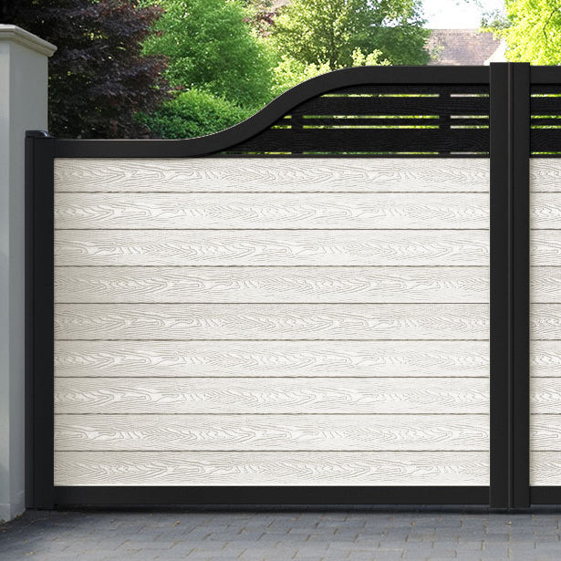 Classic Linea Curved Top Driveway Gate - Light Stone - Top Screen