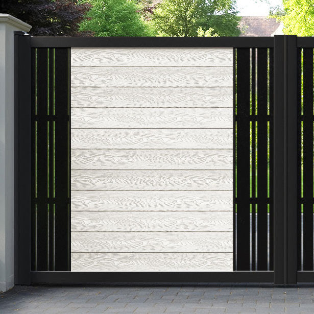 Classic Linea Straight Top Driveway Gate - Light Stone - Middle & End Screen