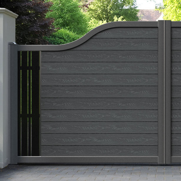 Classic Linea Curved Top Driveway Gate - Dark Grey - End Screen