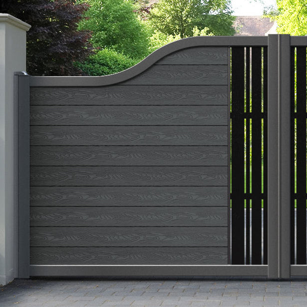 Classic Linea Curved Top Driveway Gate - Dark Grey - Middle Screen