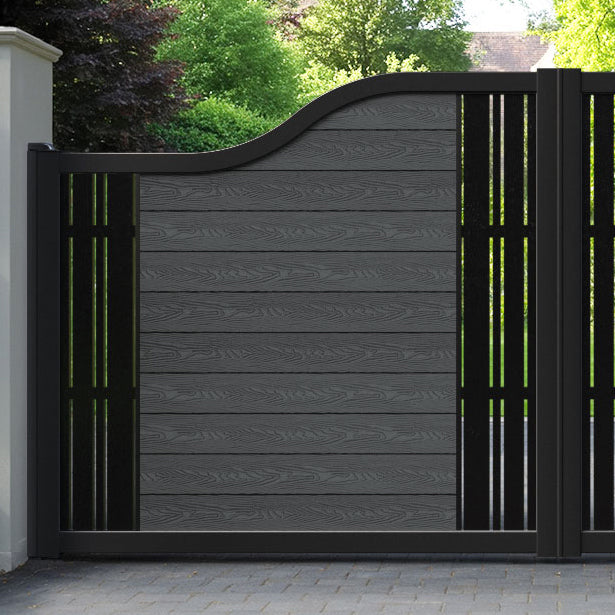Classic Linea Curved Top Driveway Gate - Dark Grey - Middle & End Screen
