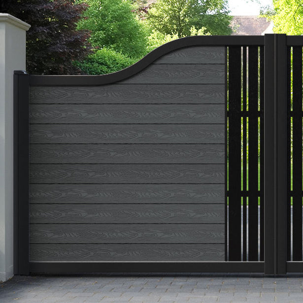 Classic Linea Curved Top Driveway Gate - Dark Grey - Middle Screen