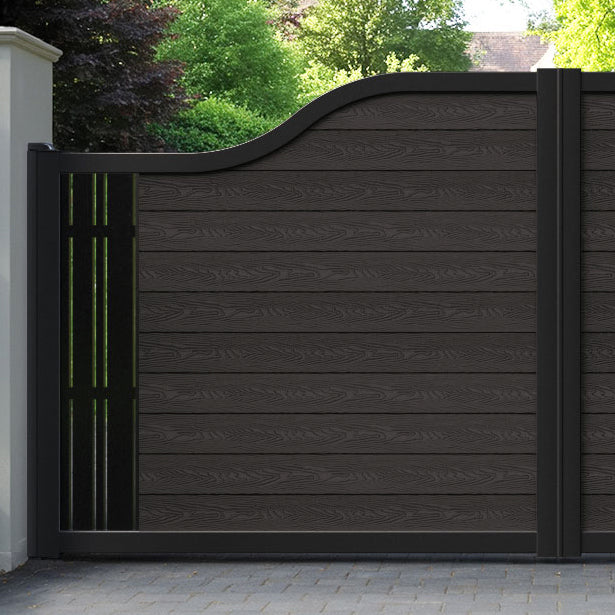 Classic Linea Curved Top Driveway Gate - Dark Oak - End Screen