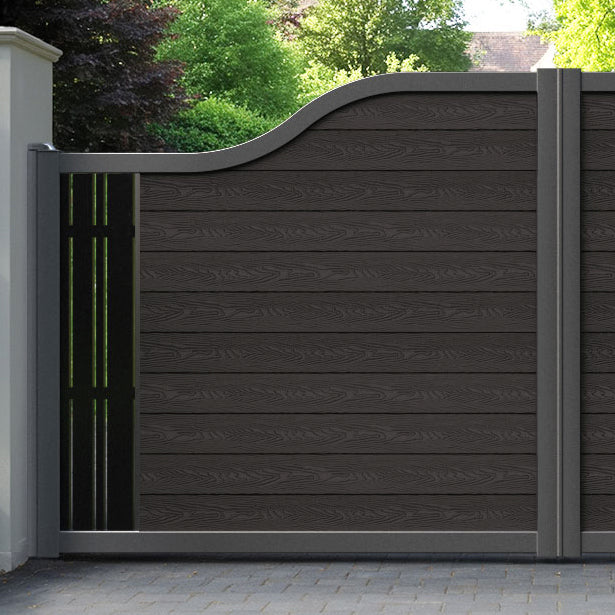 Classic Linea Curved Top Driveway Gate - Dark Oak - End Screen
