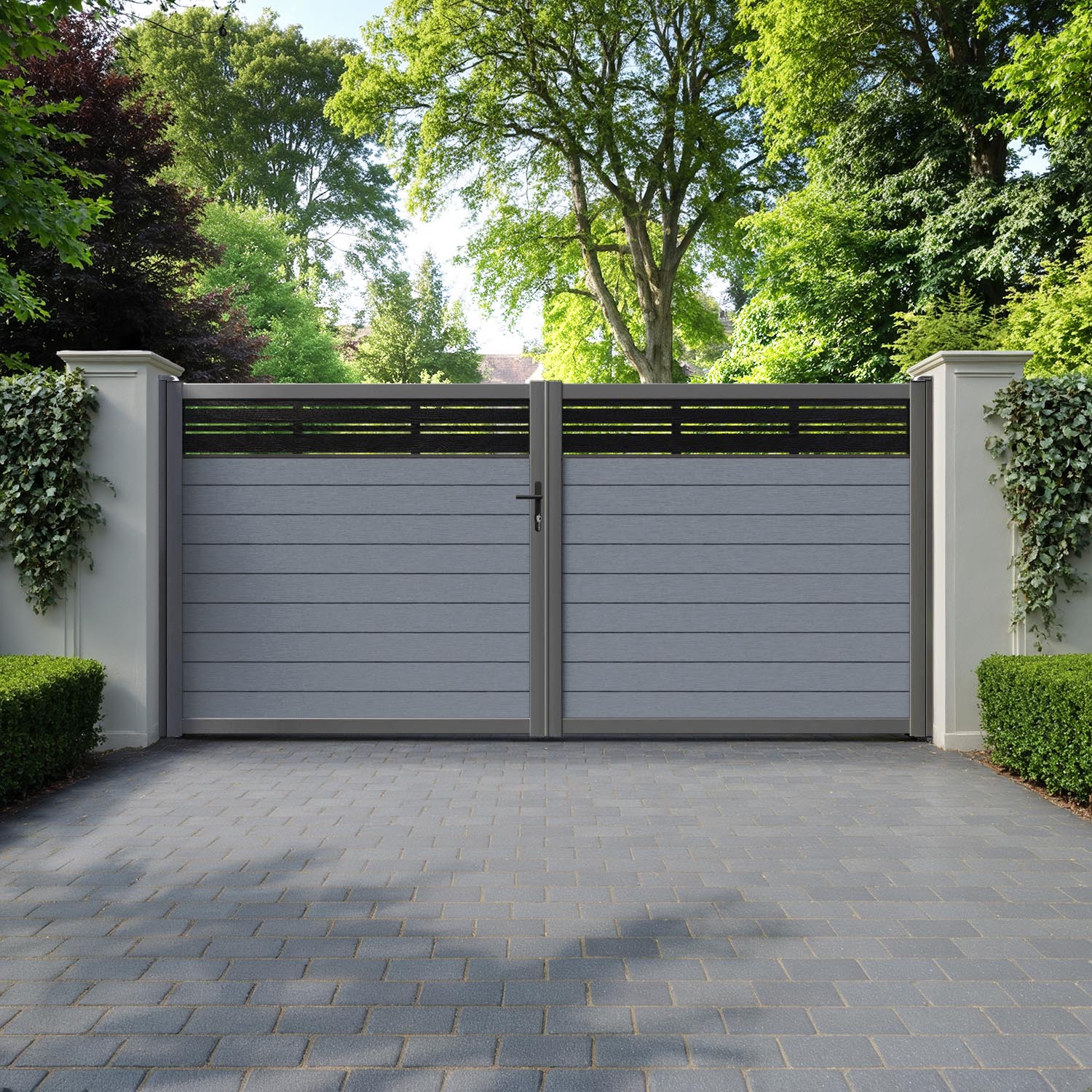 Fusion Linea Straight Top Driveway Gate - Anthracite - Top Screen