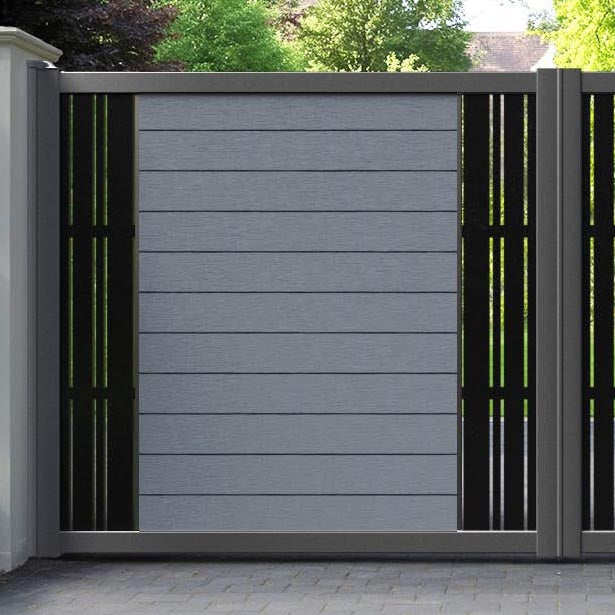 Fusion Linea Straight Top Driveway Gate - Anthracite - Middle & End Screen