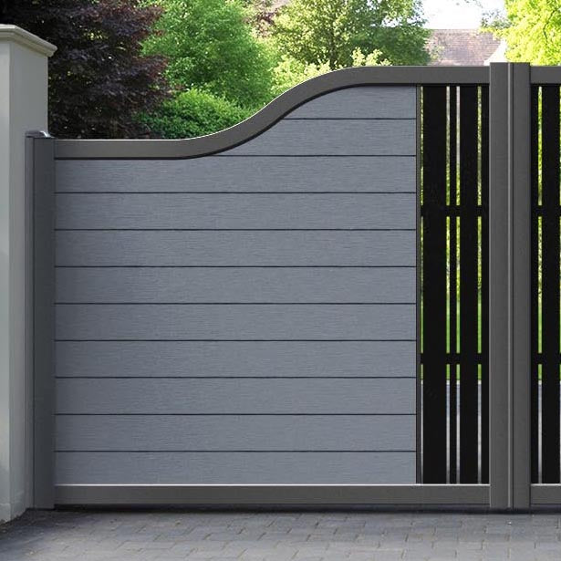 Fusion Linea Curved Top Driveway Gate - Anthracite - Middle Screen