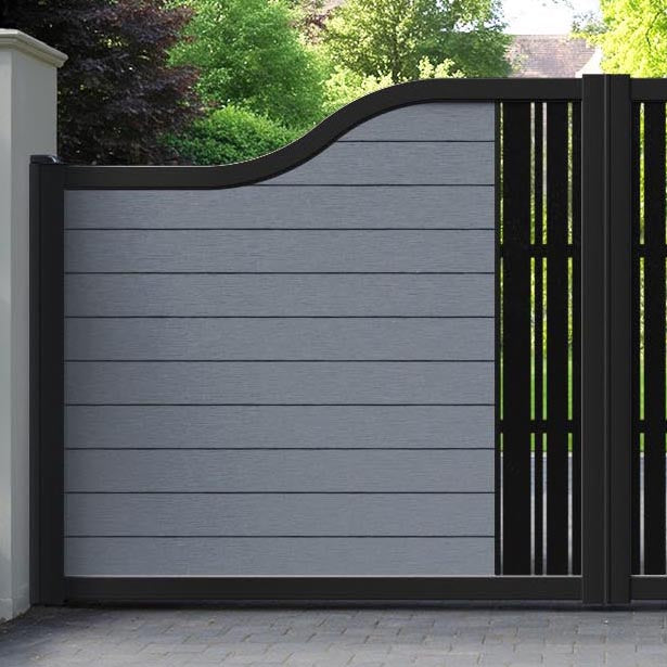 Fusion Linea Curved Top Driveway Gate - Anthracite - Middle & End Screen