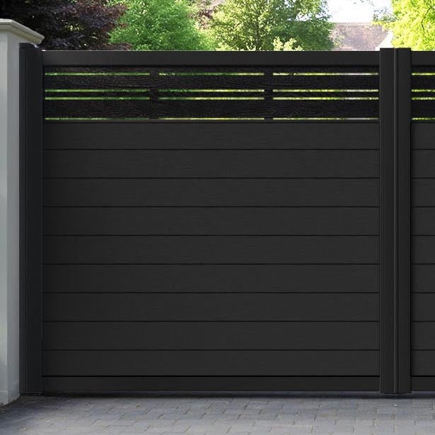 Fusion Linea Straight Top Driveway Gate - Black - Top Screen