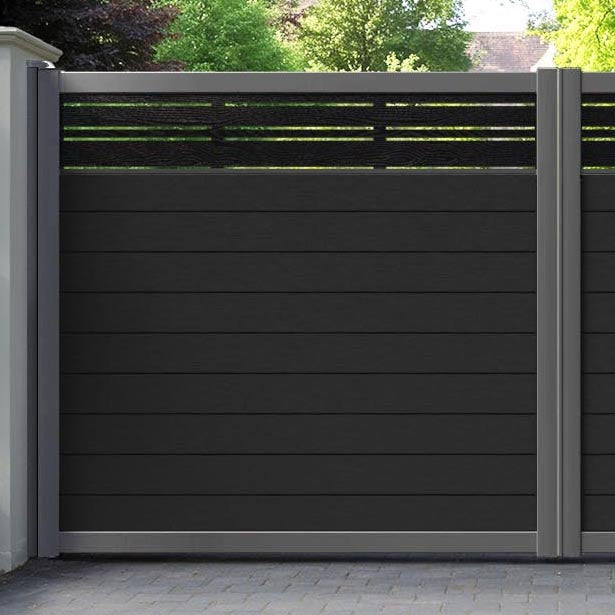 Fusion Linea Straight Top Driveway Gate - Black - Top Screen