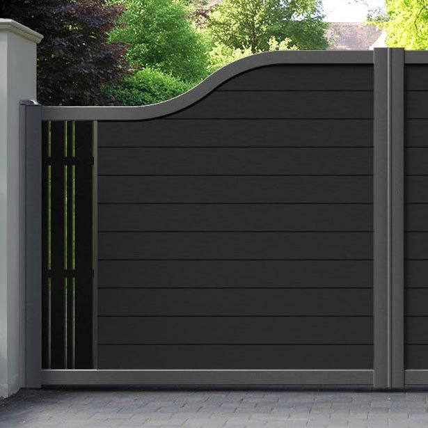 Fusion Linea Curved Top Driveway Gate - Black - End Screen