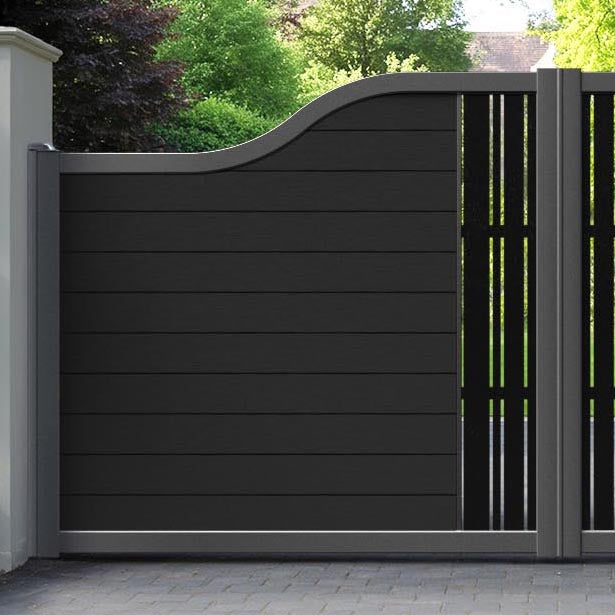 Fusion Linea Curved Top Driveway Gate - Black - Middle Screen