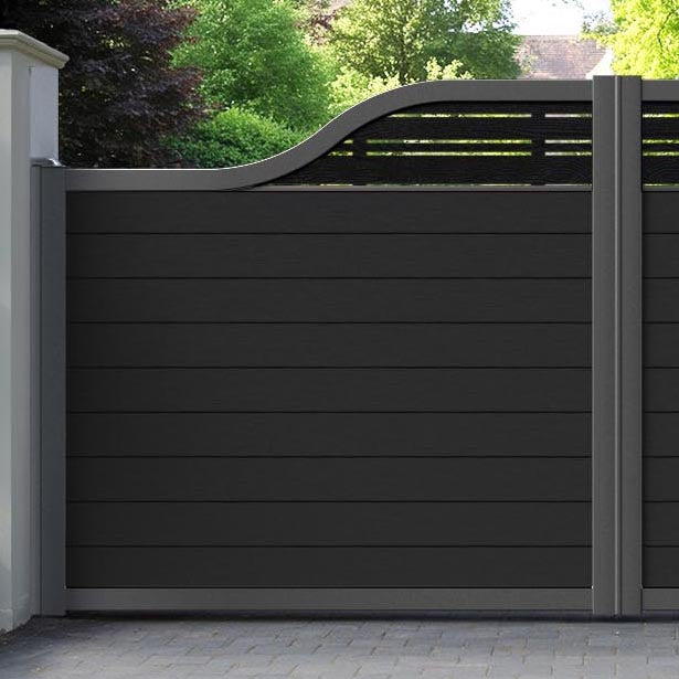 Fusion Linea Curved Top Driveway Gate - Black - Top Screen
