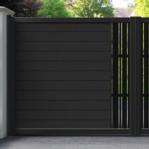 Fusion Linea Straight Top Driveway Gate - Black - Middle Screen