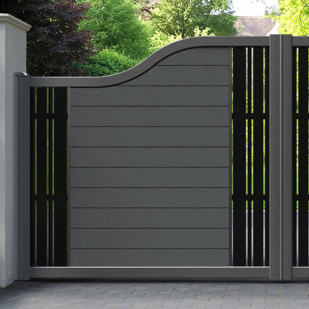 Fusion Linea Curved Top Driveway Gate - Dark Grey - Middle & End Screen