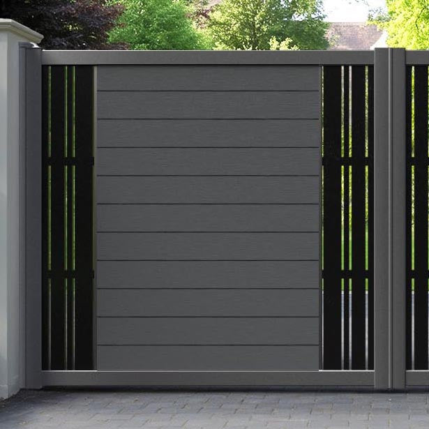 Fusion Linea Straight Top Driveway Gate - Dark Grey - Middle & End Screen