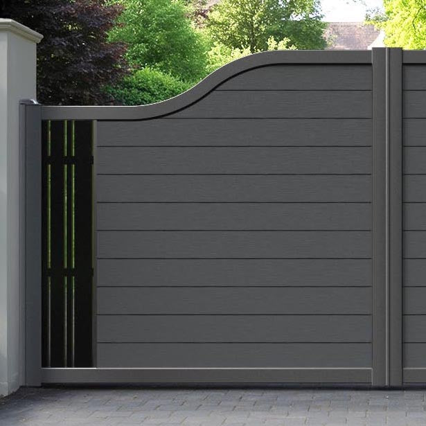 Fusion Linea Curved Top Driveway Gate - Dark Grey - End Screen