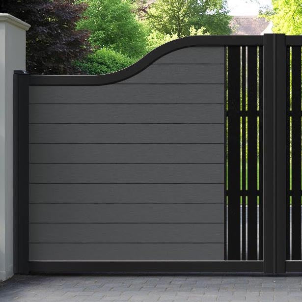 Fusion Linea Curved Top Driveway Gate - Dark Grey - Middle Screen
